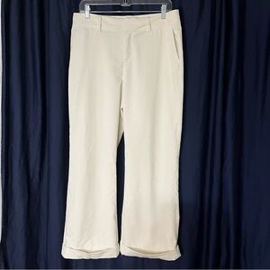 Coldwater Creek Cream Cuffed Corduroy Wide Leg Trousers Size 12 Petite Coastal